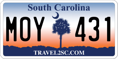 SC license plate MOY431
