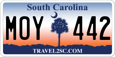 SC license plate MOY442