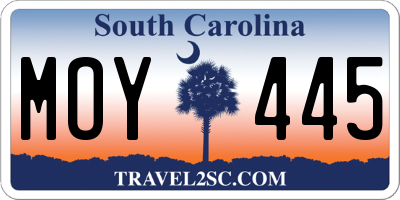 SC license plate MOY445