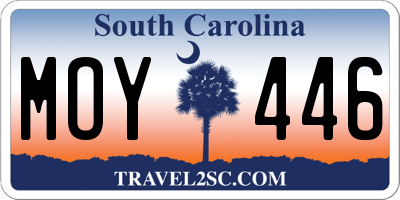 SC license plate MOY446