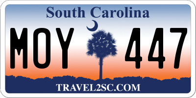 SC license plate MOY447