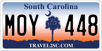 SC license plate MOY448