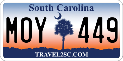 SC license plate MOY449