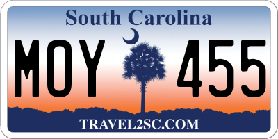 SC license plate MOY455