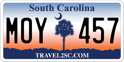 SC license plate MOY457