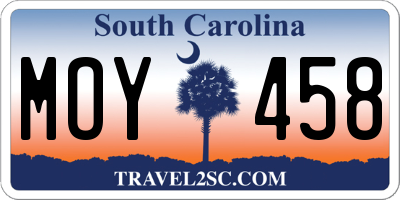 SC license plate MOY458