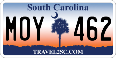 SC license plate MOY462