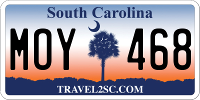 SC license plate MOY468