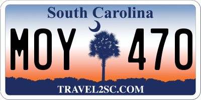 SC license plate MOY470