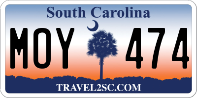 SC license plate MOY474