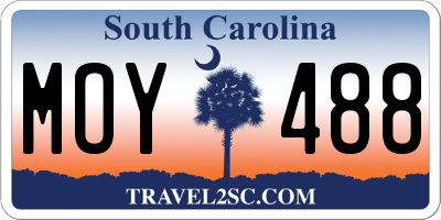 SC license plate MOY488