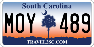 SC license plate MOY489