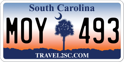SC license plate MOY493