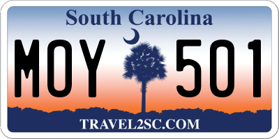 SC license plate MOY501