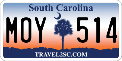 SC license plate MOY514