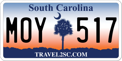 SC license plate MOY517