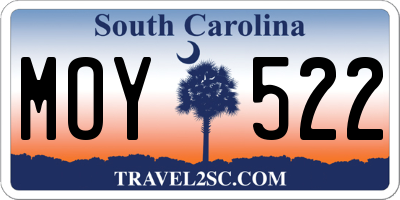 SC license plate MOY522