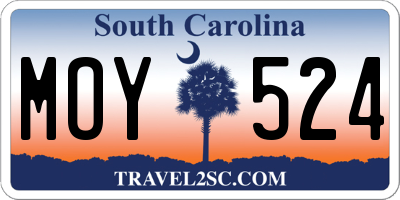 SC license plate MOY524