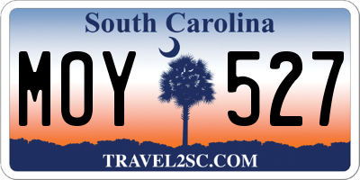 SC license plate MOY527