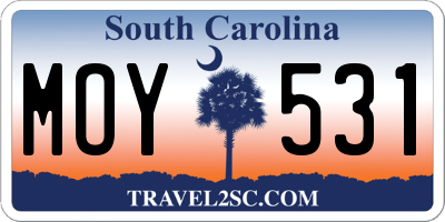 SC license plate MOY531
