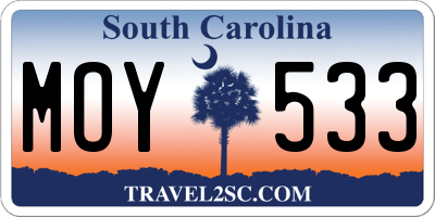SC license plate MOY533