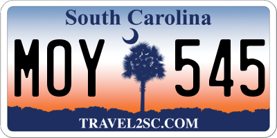 SC license plate MOY545