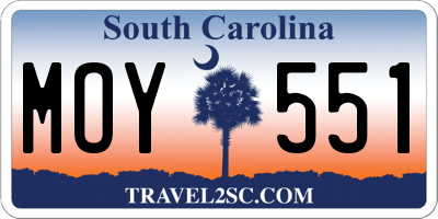 SC license plate MOY551