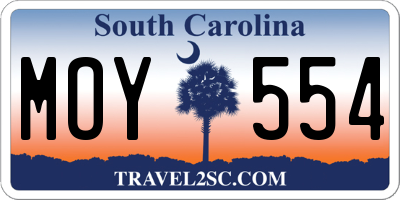 SC license plate MOY554