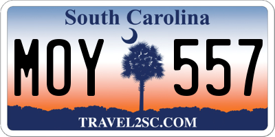 SC license plate MOY557