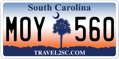 SC license plate MOY560