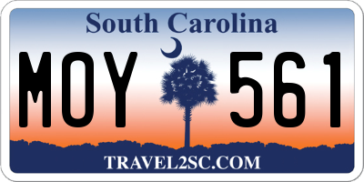 SC license plate MOY561