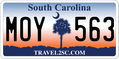 SC license plate MOY563