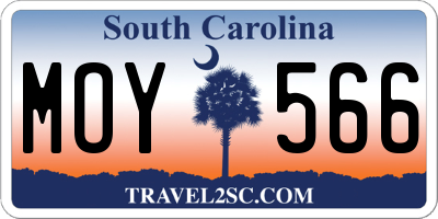 SC license plate MOY566