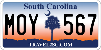 SC license plate MOY567