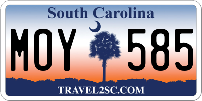 SC license plate MOY585