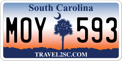SC license plate MOY593