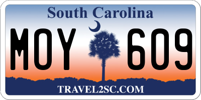 SC license plate MOY609