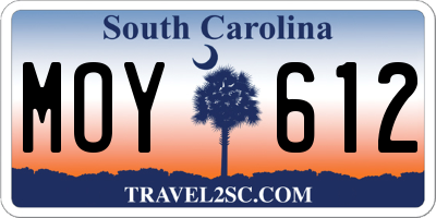 SC license plate MOY612