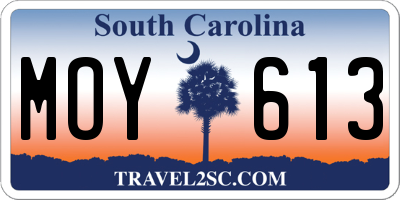 SC license plate MOY613
