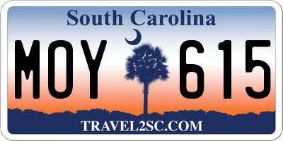 SC license plate MOY615