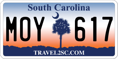 SC license plate MOY617