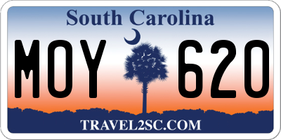 SC license plate MOY620