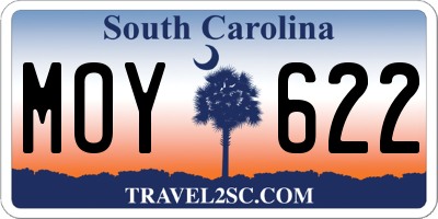 SC license plate MOY622
