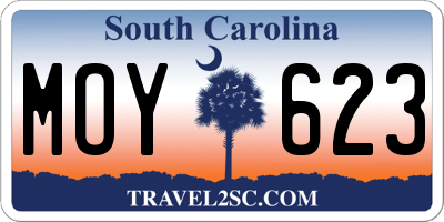 SC license plate MOY623