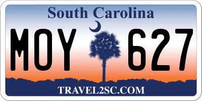 SC license plate MOY627