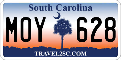 SC license plate MOY628
