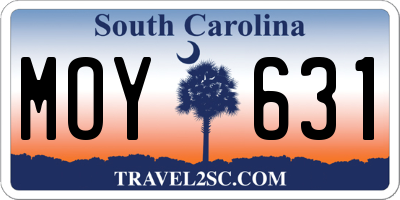 SC license plate MOY631