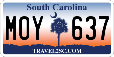 SC license plate MOY637
