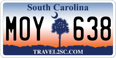 SC license plate MOY638