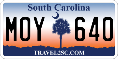 SC license plate MOY640